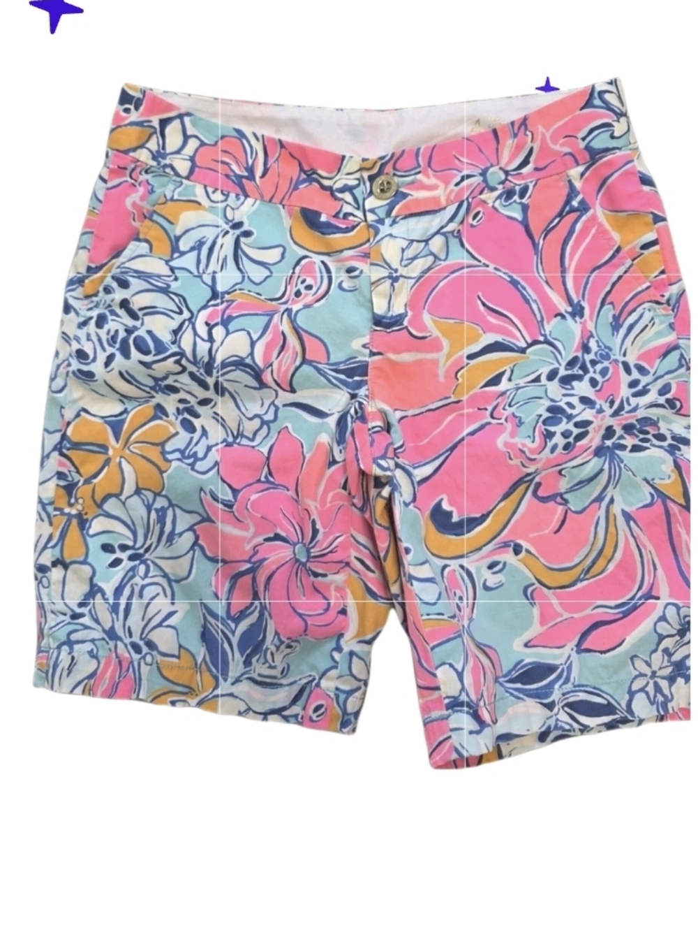 Lilly Pulitzer The Chipper Golf Shorts Womens Size 4 Barefoot Princess Pink Blue